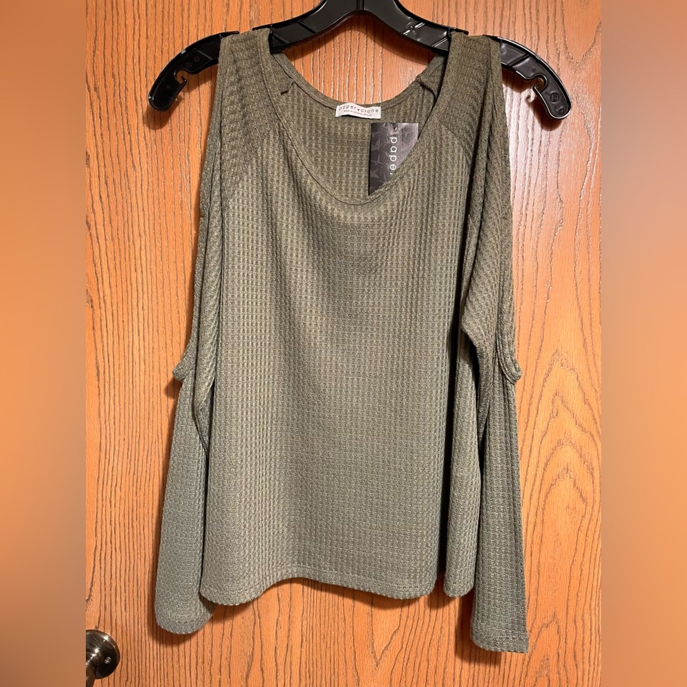 Cold Shoulder Top with Long Open Sleeves